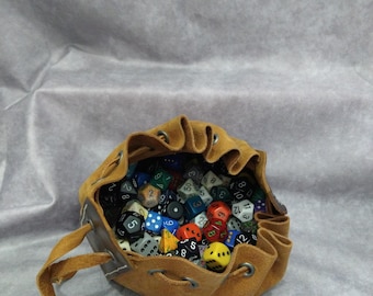 Leather rpg dice bag - Leather drawstring dice pouch - Handmade leather dice bag - Leather drawstring pouch - Large