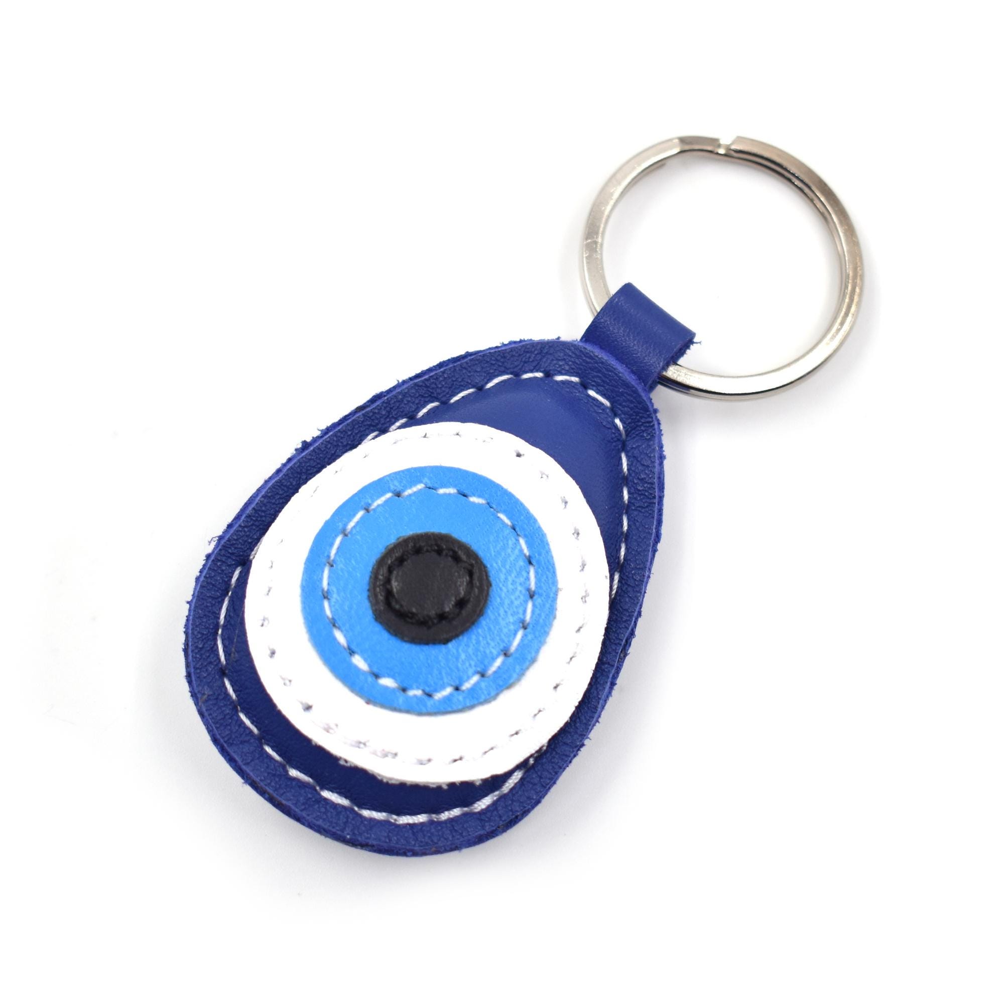 Handcrafted Leather Keychain with Fatima’s Eye, Protective Hamsa Charm for Good Luck, Evil Eye protection charm