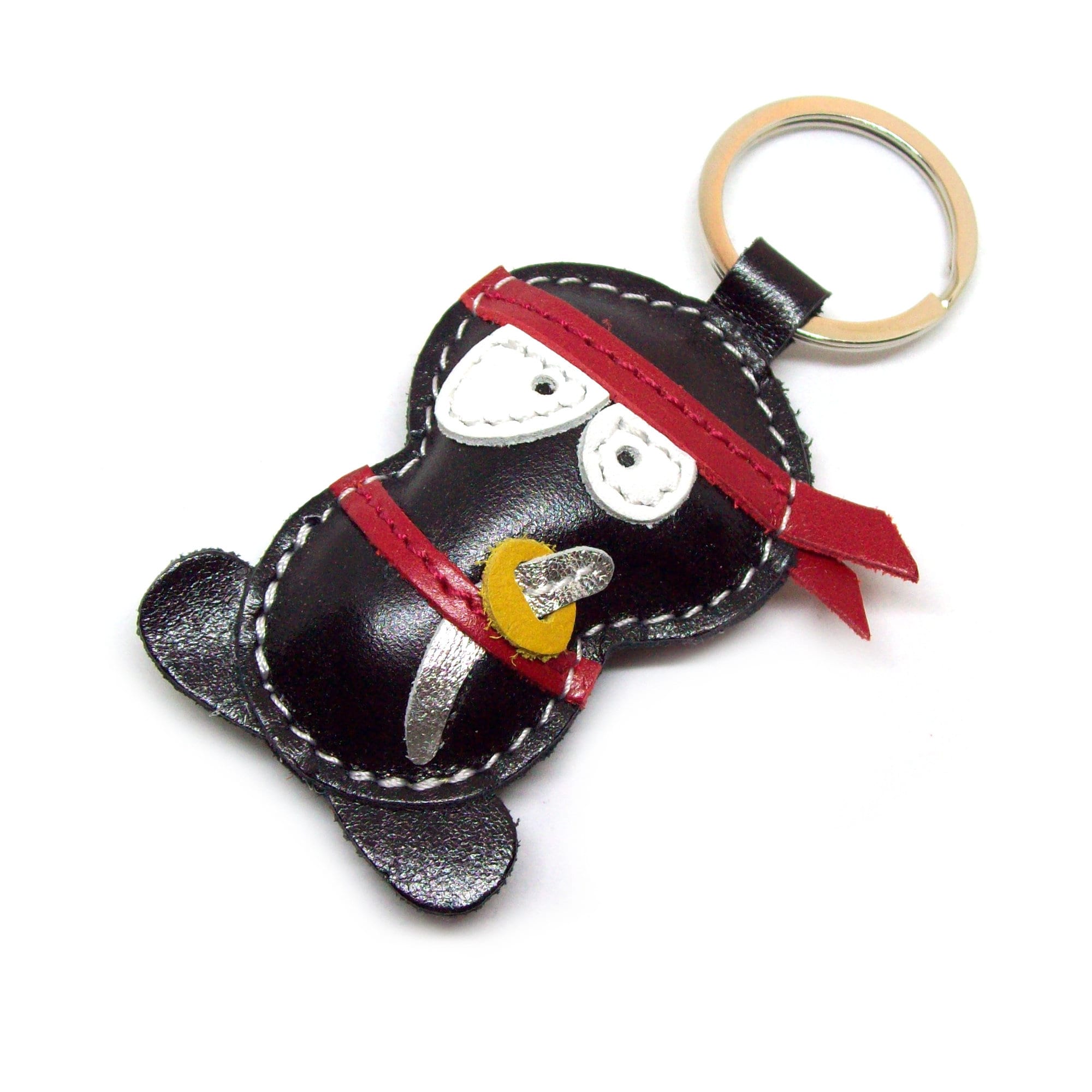 Handcrafted Ninja Charm Adorable Handmade Leather Keychain, Ninja Enthusiast Gift Idea, Keychain Gift Ideas, New Driver Gift