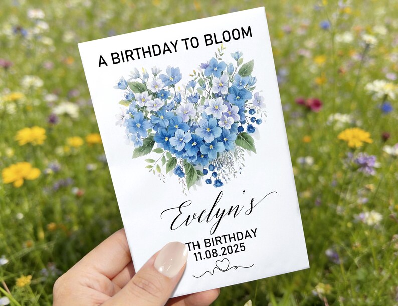 Birthday Bloom: Paquetes de semillas para cumpleaños, regalos personalizados para fiestas de 1.er, 30.º, 40.º y 50.º cumpleaños, regalos personalizados con semillas de flores silvestres. imagen 10