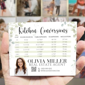 Realtor Photo Magnet with Kitchen Conversions, Personalized Real Estate Gift, QR Code Fridge Magnet for Farming Clients, Business Giveaway