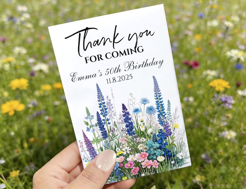 Birthday Bloom: Paquetes de semillas para cumpleaños, regalos personalizados para fiestas de 1.er, 30.º, 40.º y 50.º cumpleaños, regalos personalizados con semillas de flores silvestres. imagen 8