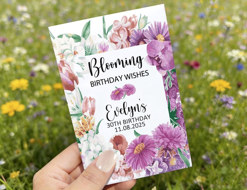 Birthday Bloom: Paquetes de semillas para cumpleaños, regalos personalizados para fiestas de 1.er, 30.º, 40.º y 50.º cumpleaños, regalos personalizados con semillas de flores silvestres. imagen 11
