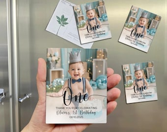 One Birthday Photo Fridge Magnet, Personalized 1st Birthday Party Favor, Custom Baby Photo Magnet Keepsake