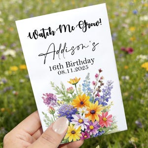 Birthday Bloom: Paquetes de semillas para cumpleaños, regalos personalizados para fiestas de 1.er, 30.º, 40.º y 50.º cumpleaños, regalos personalizados con semillas de flores silvestres. imagen 13