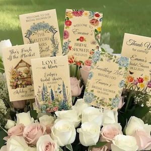 Custom Wildflower Seed Packets Party Favors/Eco Friendly Bridal Shower Favors/Let Love Grow/Let Love Bloom/Future Mrs Wedding Favors in Bulk