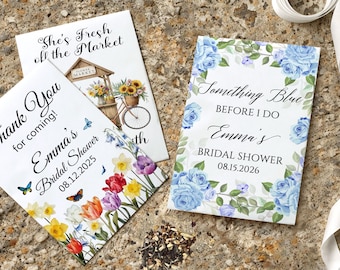 Something Blue Before I Do Bridal Shower Seed Packets, Love in Bloom Bridal Shower Favors, Blue Floral Party Favors, Brunch Gift for Women