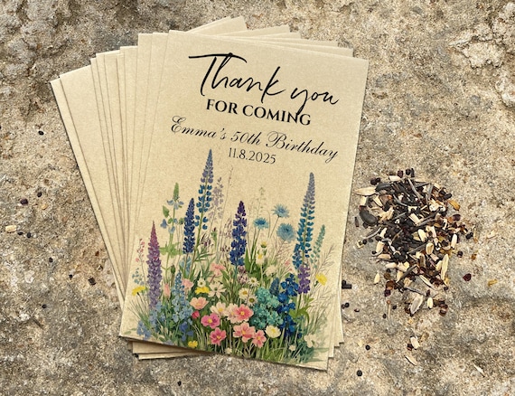 Birthday Bloom – Birthday Seed Packets, Custom Party Favors for 1st Birthday, 30th, 40th,50th Birthday, Personalized Wildflower Seed Favors
