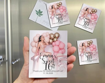 Personalized Sweet 16 Magnet Favor with Photo, Custom Birthday Party Favors, Quinceañera Guest Favors, Mis Quince Años, Save the Date Magnet