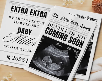 Custom Baby Announcement Newspaper/Pregnancy Announcement Newspaper/Newspaper Baby Shower Invitation/Expecting Baby Times/Custom Coming Soon