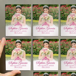 Pink Mis Quince Años Invitation Custom Photo Fridge Magnet Bulk Quinceañera Guest Favors Quinceañera Magnet Thank You Magnets Save the Date