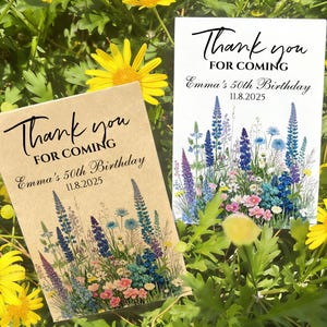 Birthday Bloom: Paquetes de semillas para cumpleaños, regalos personalizados para fiestas de 1.er, 30.º, 40.º y 50.º cumpleaños, regalos personalizados con semillas de flores silvestres. imagen 4