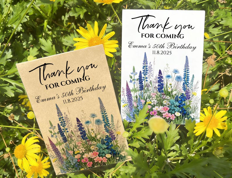 Birthday Bloom: Paquetes de semillas para cumpleaños, regalos personalizados para fiestas de 1.er, 30.º, 40.º y 50.º cumpleaños, regalos personalizados con semillas de flores silvestres. imagen 4