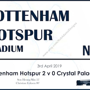 Tottenham Hotspur Stadium commemorativo 12x8&quot; metal Street Sign contro Crystal Palace 3 aprile 2019