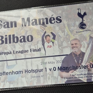 Tottenham Spurs EUROPA League 12x8&quot; aluminium Sign Big ANGE Bilbao
