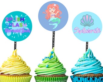 Mermaid Party Printable Cupcake Toppers