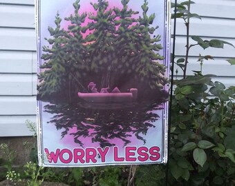 Fish More Worry Less Lady, Guy, Dad Bod Garden Flags