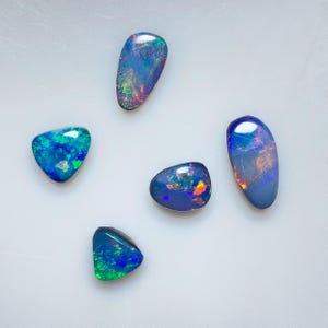 Unique Australian Coober Pedy opal Doublet Cabochon 9x4 To 5x3MM, 3.95ct It Show A Mesmerizing Play Of Color, Customize Jewelry Making.