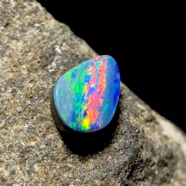Coober Pedy Opal Cabochon, Galaxy Fire Australian Crystal, 7x5x3MM Freeform Gemstone