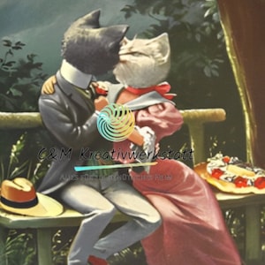 cats in love reproduction cartoon cats school retro picture print poster funny cat cute cat anthropomorphized cats illustration