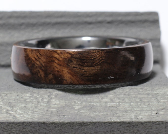 Featured listing image: 8mm Walnut Burl Bentwood Ring, walnut bentwood ring, wood ring, wood anniversary, wedding ring, wood wedding band, men's gift, woman's gift