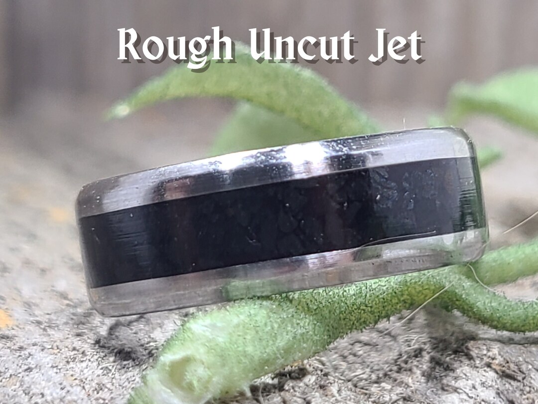 8 Mm Jet Inlay Rings in the Rough and Uncut. Sizes US 6-14. Custom Band ...