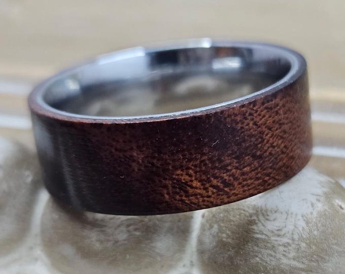 Featured listing image: 4mm Mahogany Bentwood Ring.