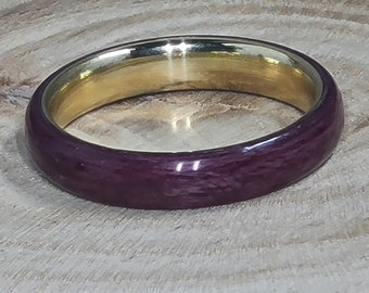 6mm Purple Heart Ring, Wooden Purple Ring, Bentwood Ring, Purple Heart Wood, Male Rings Purple, Purple Wedding Ring, Purple Ring for Women