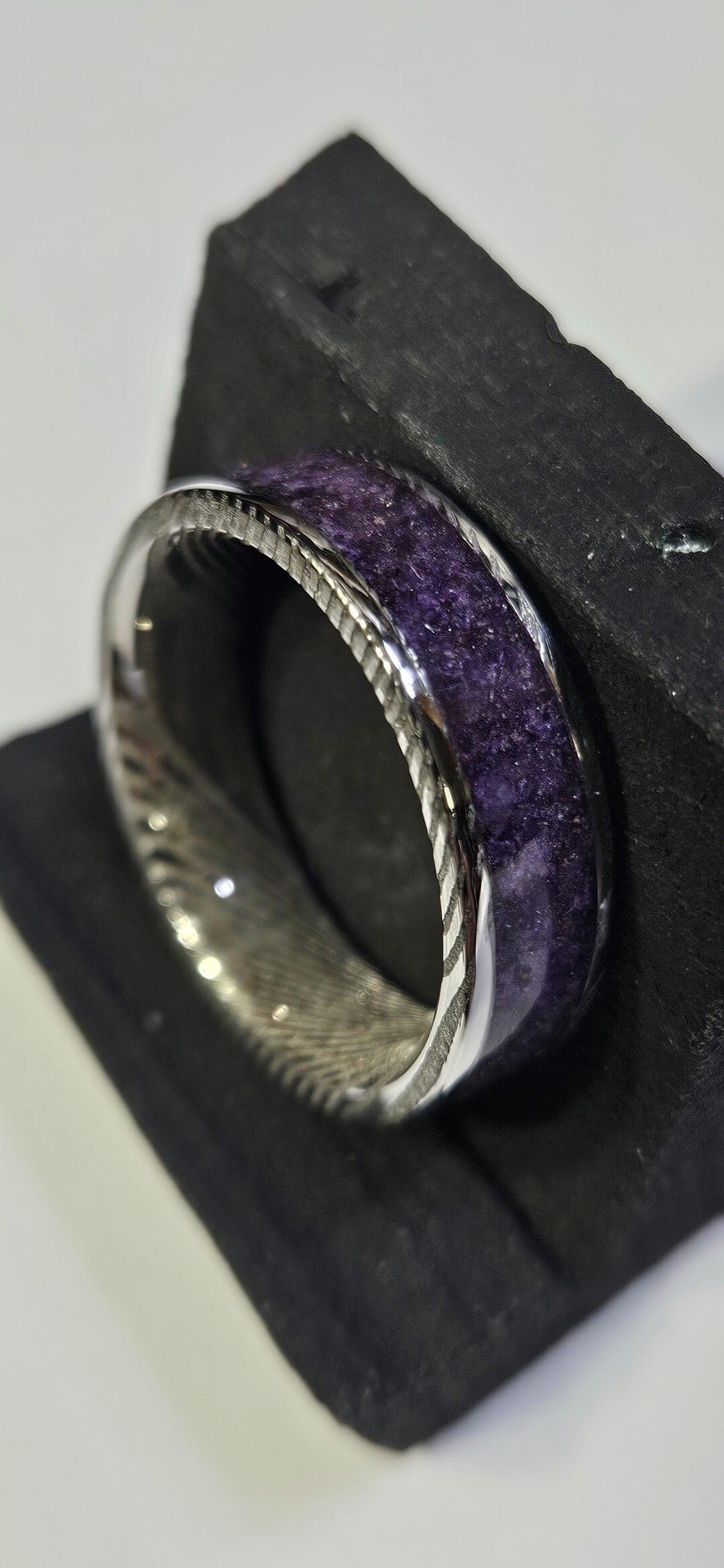 4 Mm Amethyst Inlay Rings in the Rough and Uncut. Sizes US 6-14. Custom ...