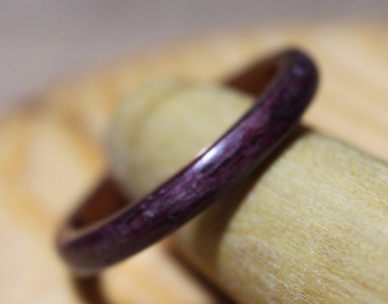 8mm Purple Heart Ring, Wooden Purple Ring, Bentwood Ring, Purple Heart