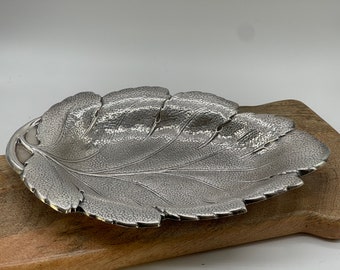 Large 3D Reed and Barton SILVER  LEAF dish bowl plate