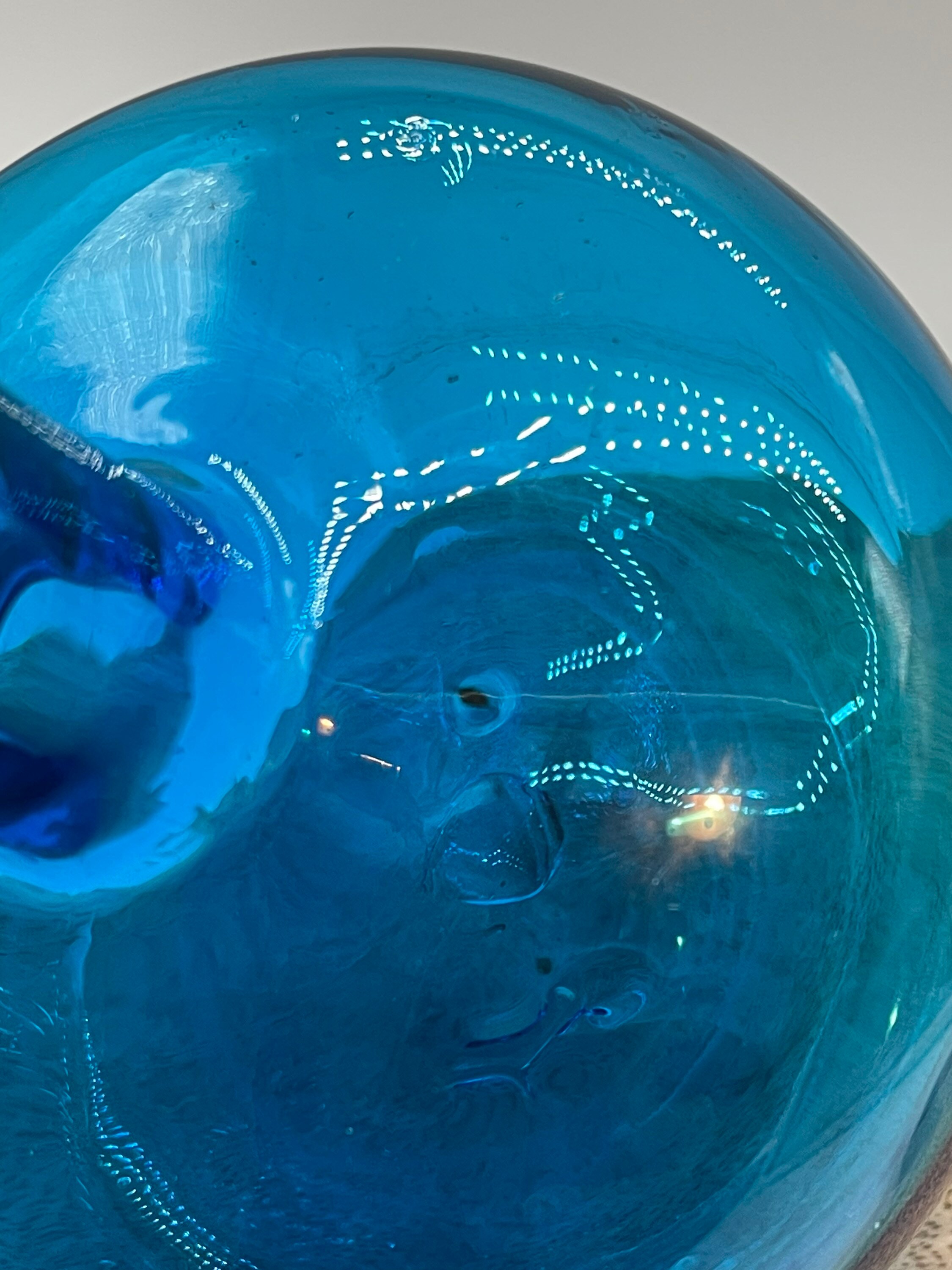 Hand Blown Art Glass Decanter Vase Aqua Blue Etsy