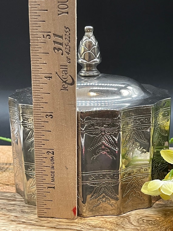 Godinger Silver lined ornate trinket jewelry box - image 9