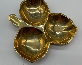 Solid Brass Tray three compartments