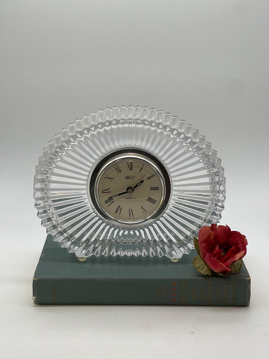 Mikasa Crystal Desk Clock Quartz Movement Etsy