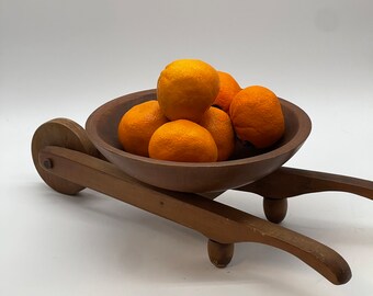 Wooden Wheelbarrow for Decor or Fruit.