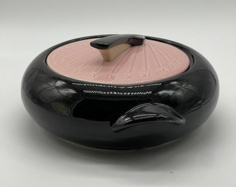 Mid century Sundial black and pink casserole Kenwood USA (as is)