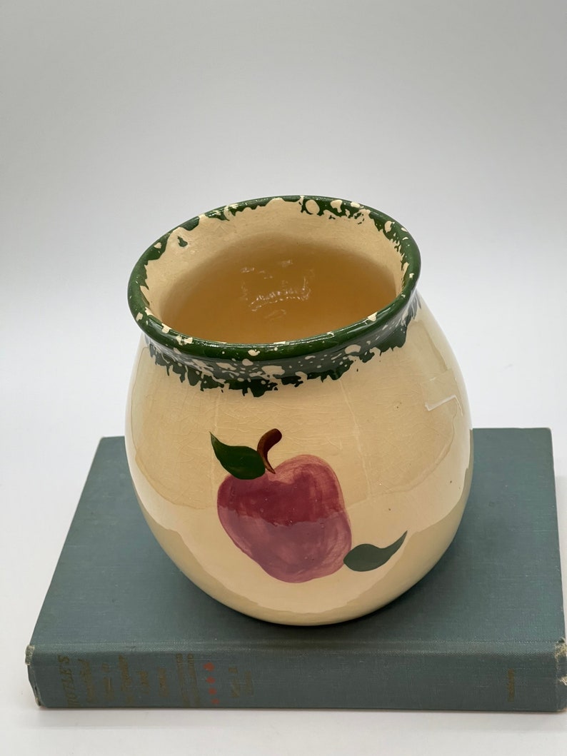 Roseville Ohio Alpine Pottery Apple vintage utinsil holder cannister image 2