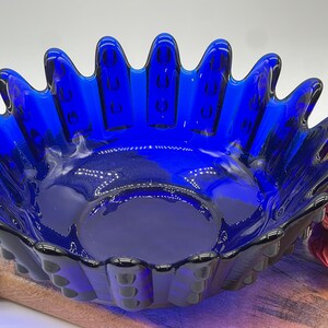 Cobalt Blenko art glass mid century large bowl image 2