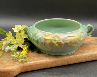 Authentic Roseville  pottery yellow Poppy  low planter