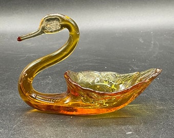 Small blown glass art swan