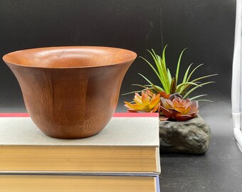 Turned solid wooden bowl  unmarked