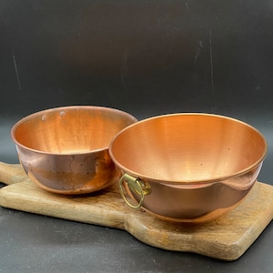 Vintage Solid Copper Mixing Bowls Rolled Edge Ring Nesting Bowls