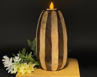 Hand carved wood votive holder or incense burner