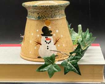 Snowman T Lite by Three Rivers Pottery hand made