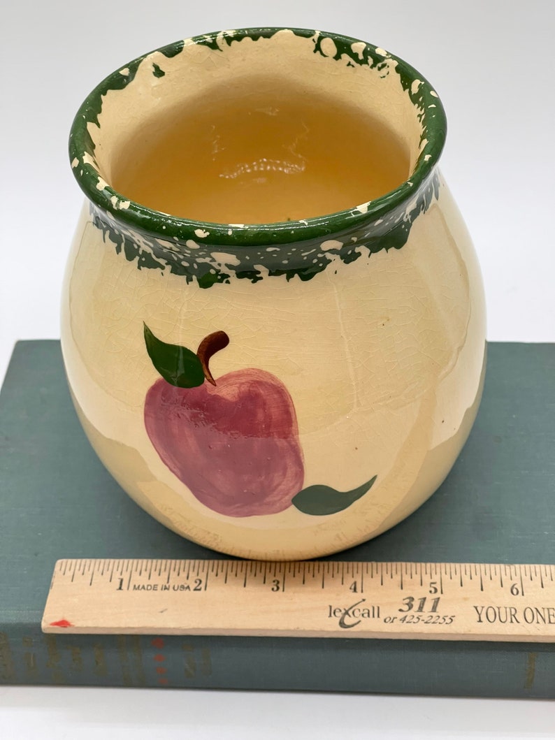 Roseville Ohio Alpine Pottery Apple vintage utinsil holder cannister image 10