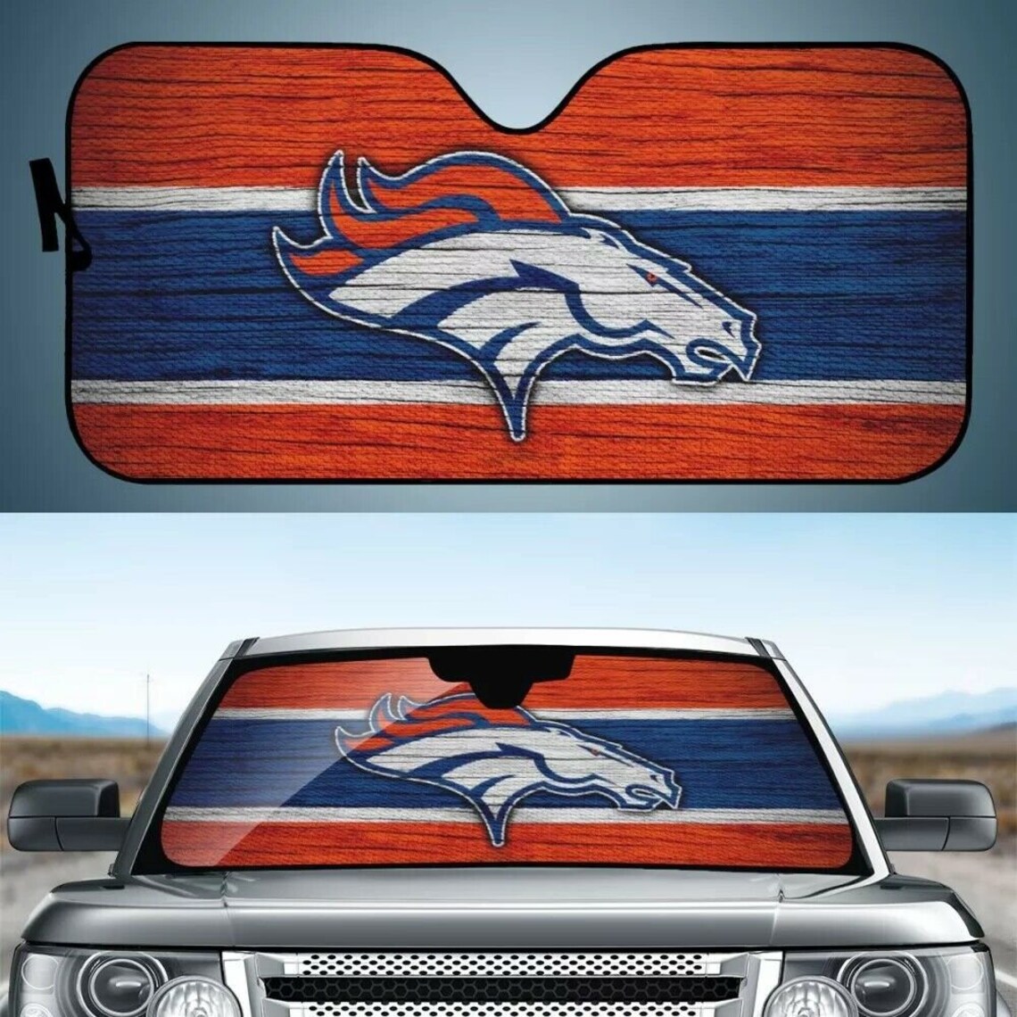 Denver Broncos Windshield Sun Shade Auto Front Window Sun Etsy