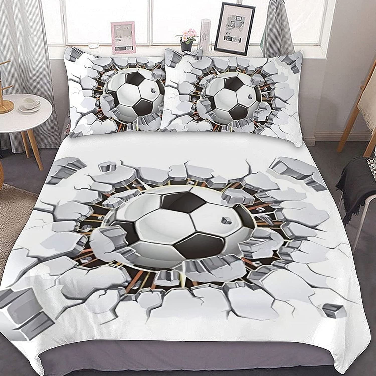 3D Soccer Ball Comforter Queen Bedding Set of 31 Duvet Cover - Etsy UK