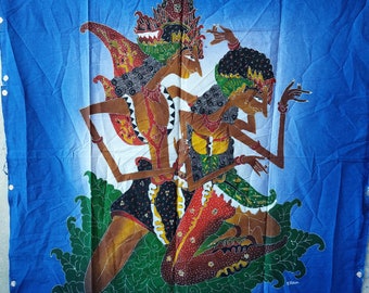 Tapiz de algodón para colgar en la pared con pintura batik india, 29 x 35 pulgadas, artesanía india exquisita, trabajo manual.