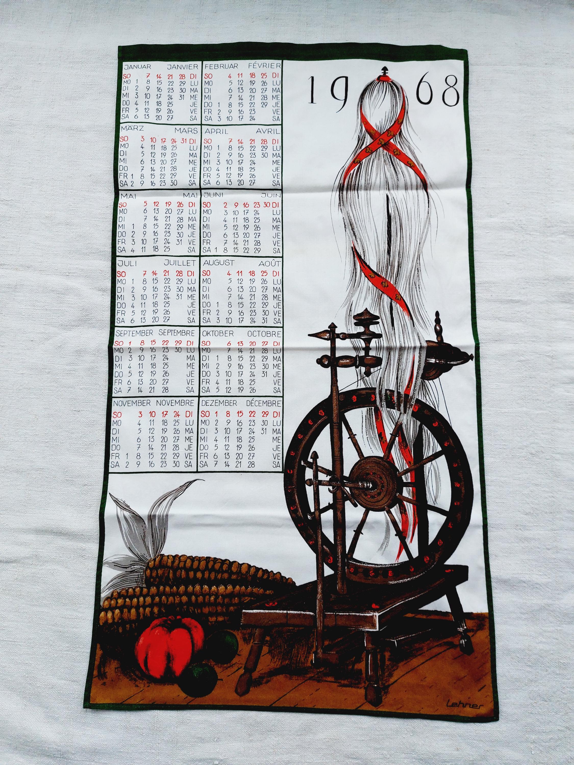 Vintage Cloth Calendar 1968 - Etsy